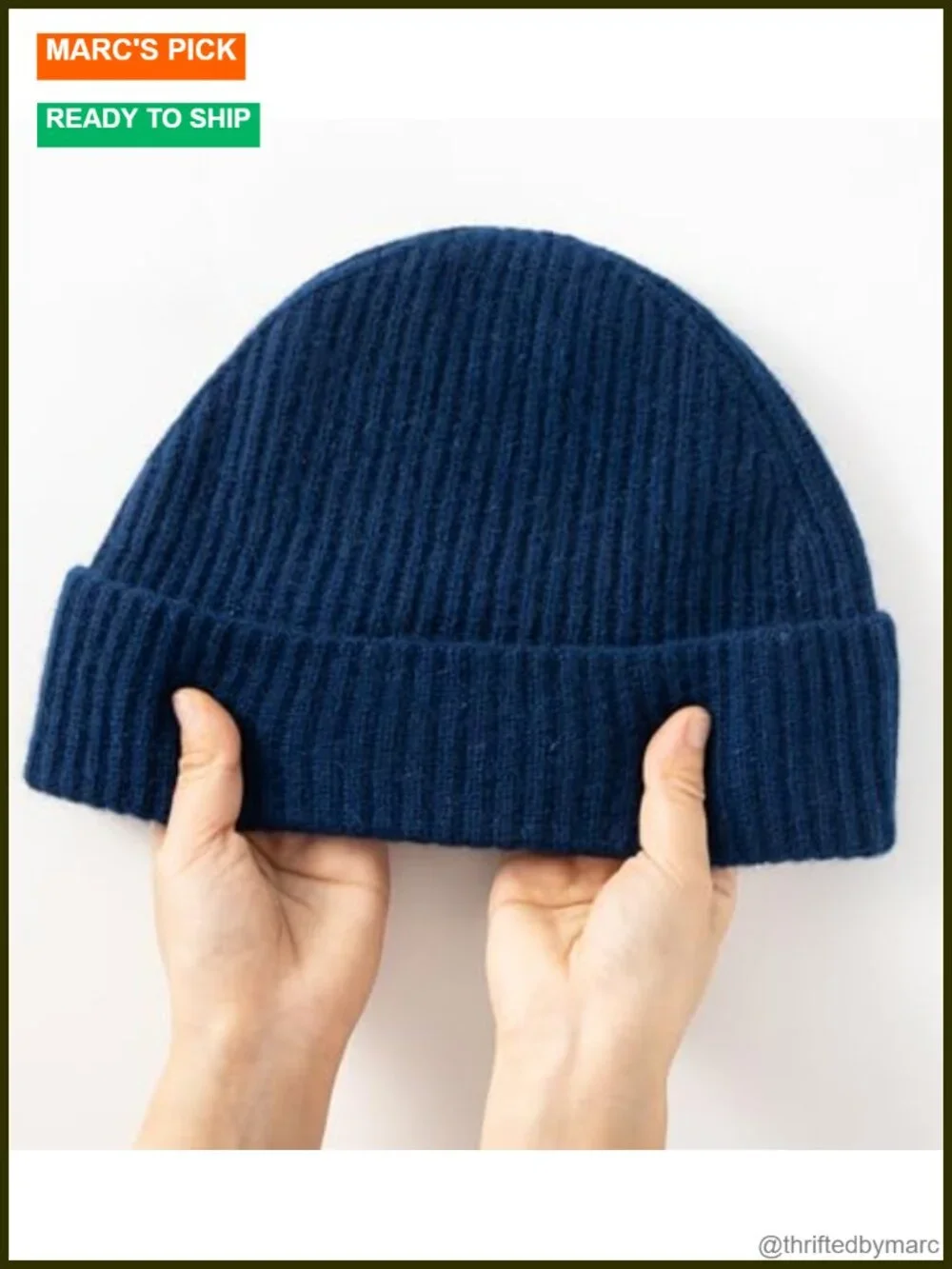 Men's 100% Cashmere Winter Ski Beanie Hat Ultra-Soft Ribbed Cuffed